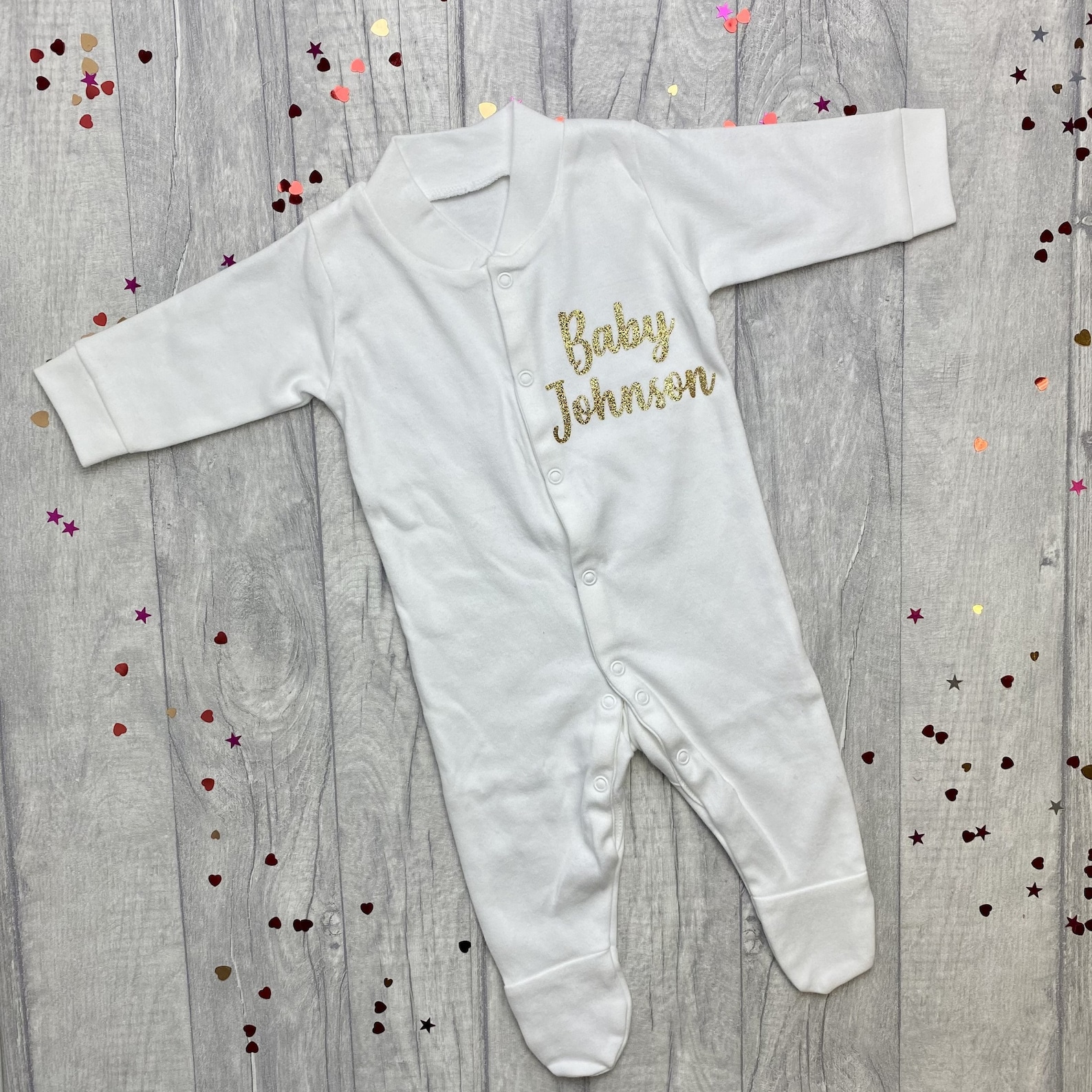 Personalised Name White Baby Sleepsuit Newborn Keepsake Baby Etsy