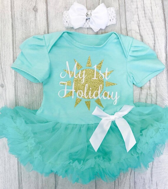 PERSONALISED BABY GIRLS FIRST HOLIDAY Tutu Romper Dress NEWBORN LOVE Gift SUMMER
