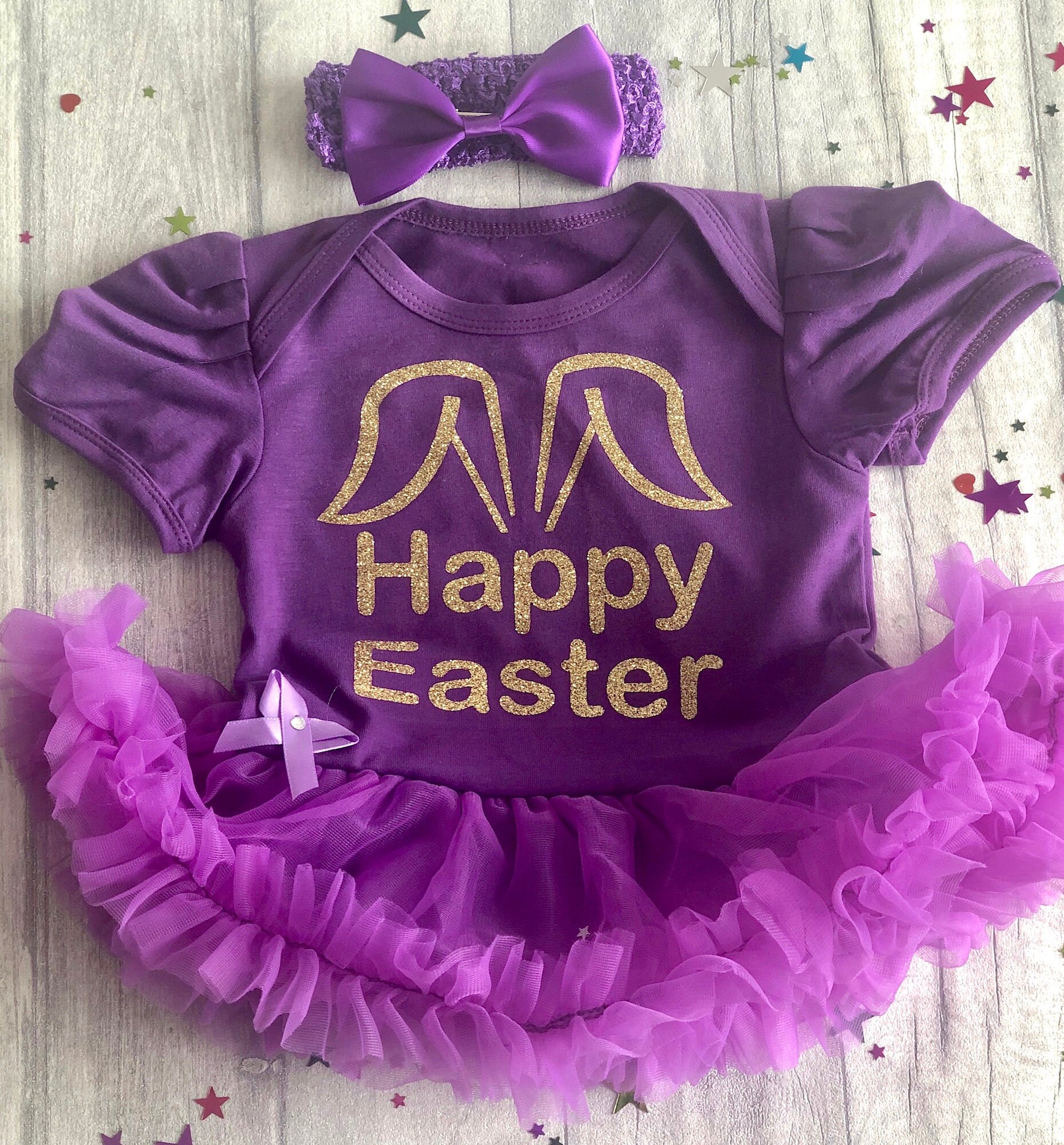 Happy Easter Baby Girl's Purple tutu romper with Bow Etsy