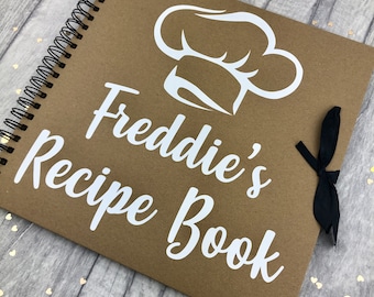 Personalised Recipe Book Scrapbook, Chef Hat Design, Keepsake Scrapbook Gift, Cooking and Baking Recipe Scrapbook Present