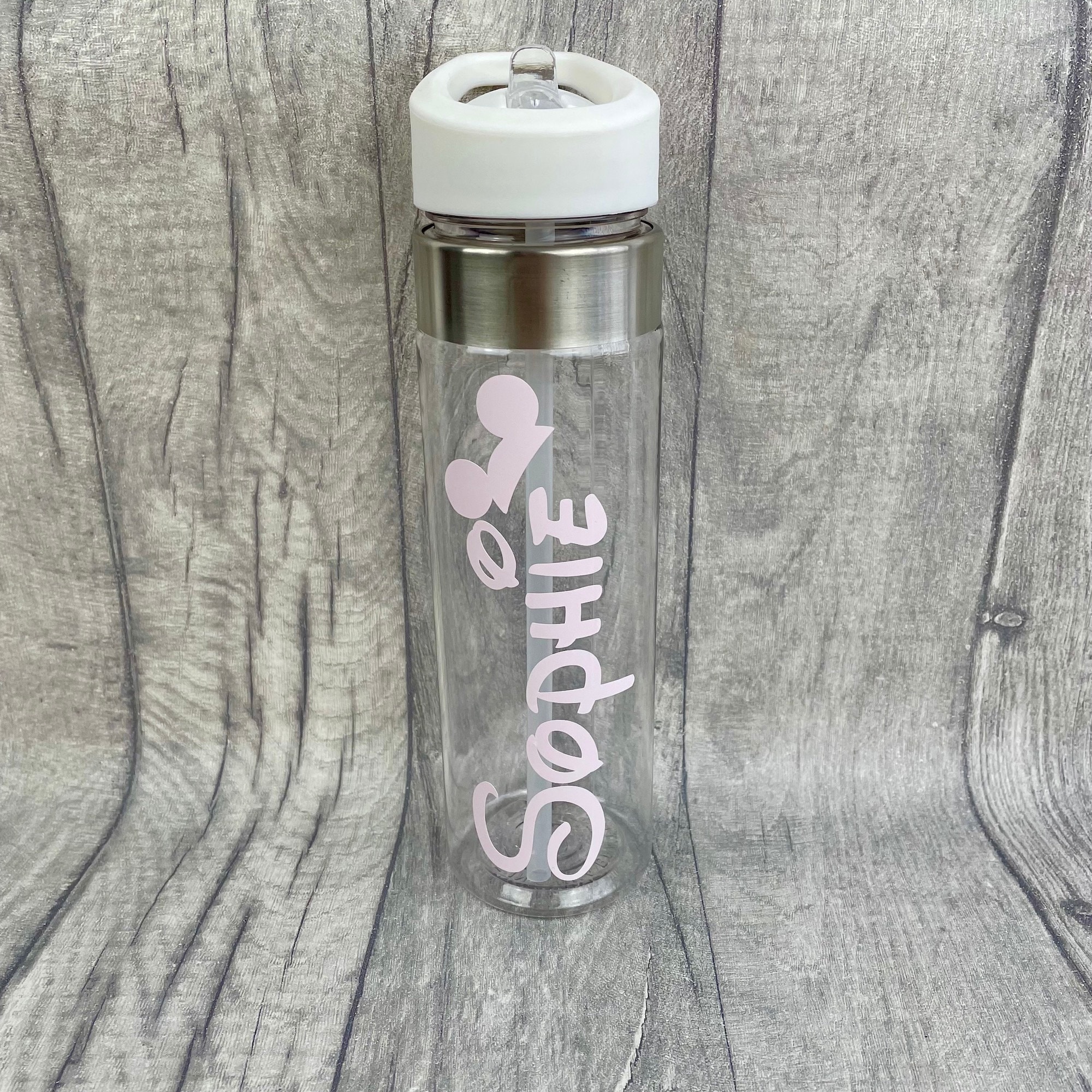 Personalised Drinks Bottle Disney Font Name and Ears Design 