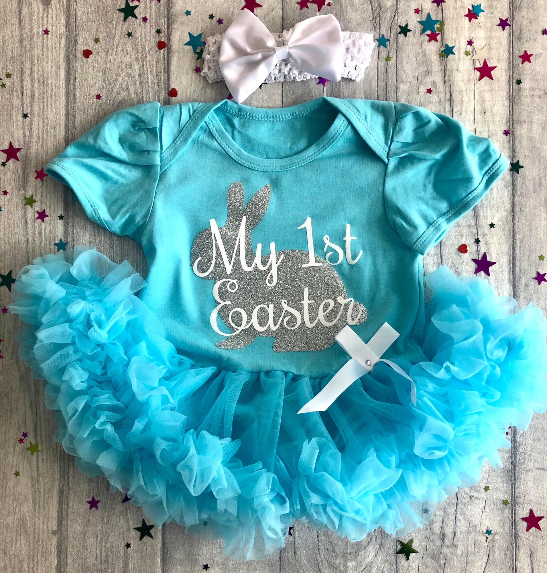 My 1st Easter Baby Girl's Blue tutu romper with Bow Etsy