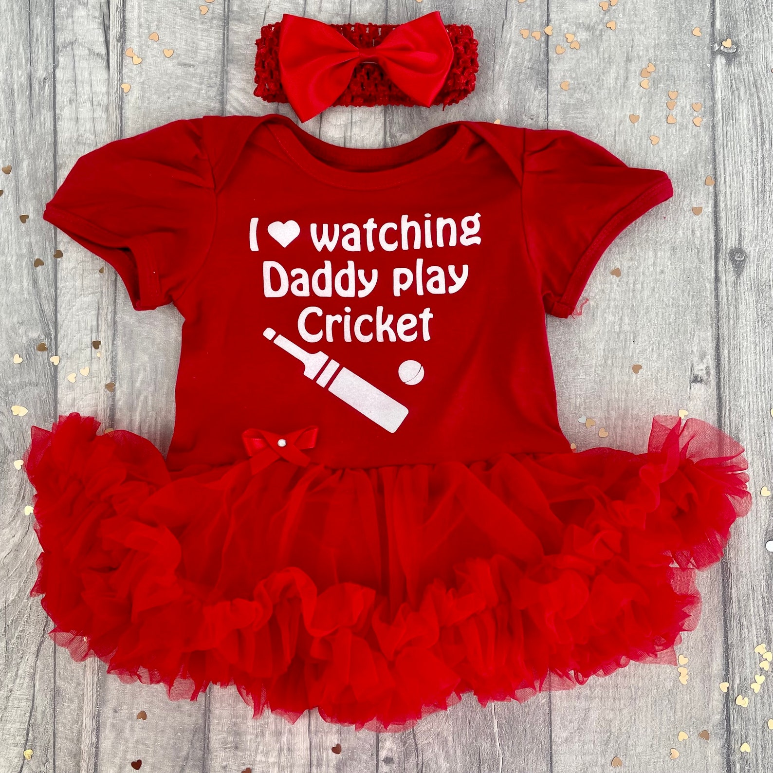 I Love Watching Daddy Play Cricket Baby Girl's Tutu Romper Etsy