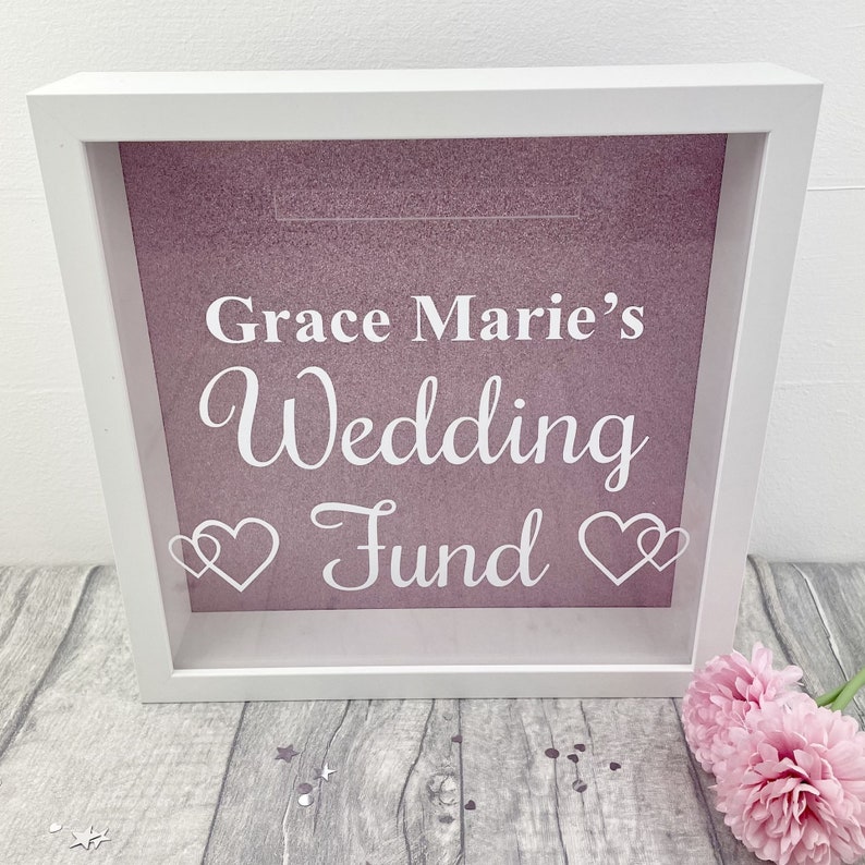 Personalised Wedding Fund Money Box Frame, Engagement Gift, Personalised names, Saving Fund Gift Present, Love Celebrate, Couple Perfect Day imagem 3