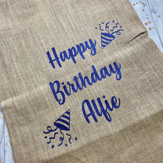Birthday Personalised Present Gift Sack Confetti Design Happy