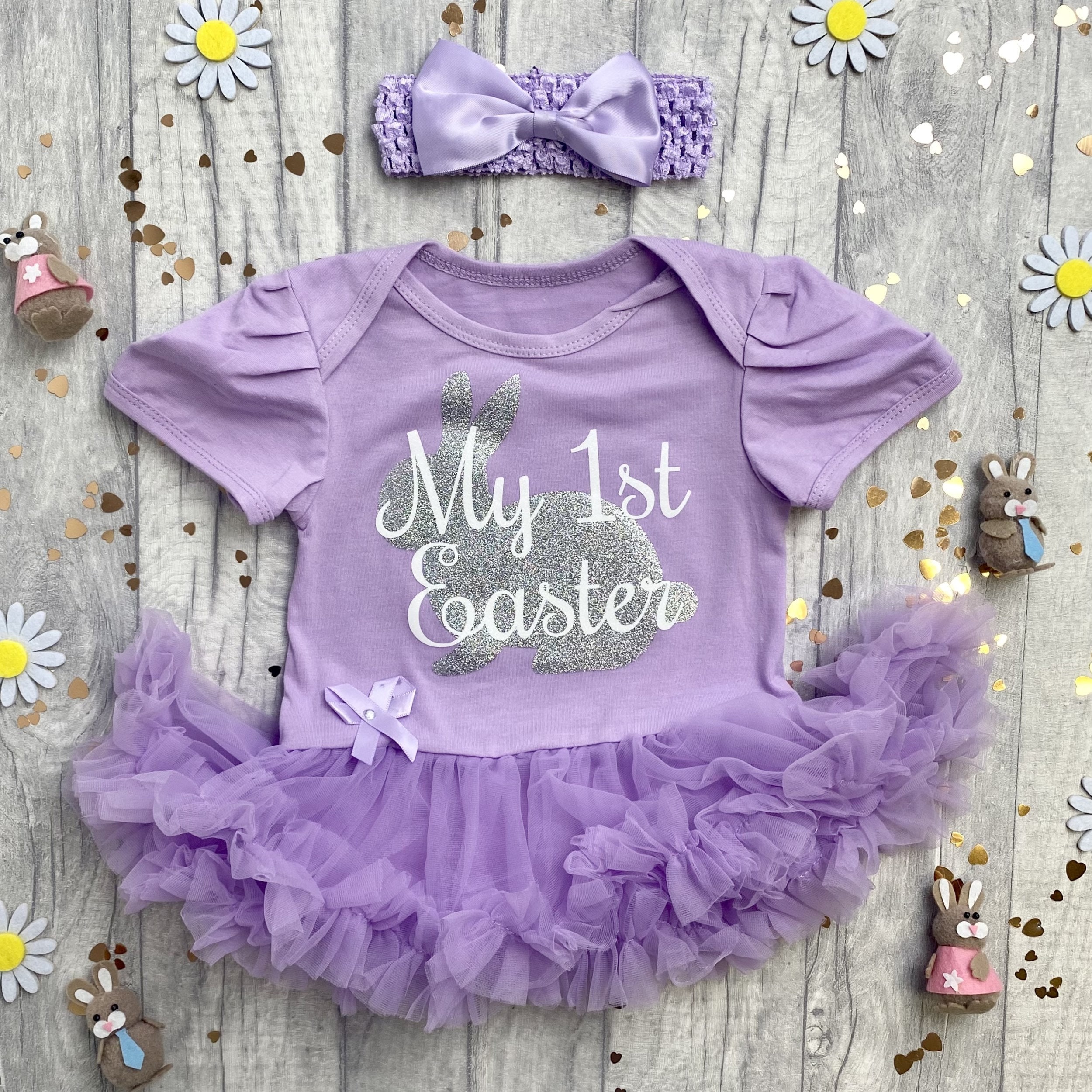 My 1st Easter Baby Girl's Outfit Silver Glitter Easter Etsy UK