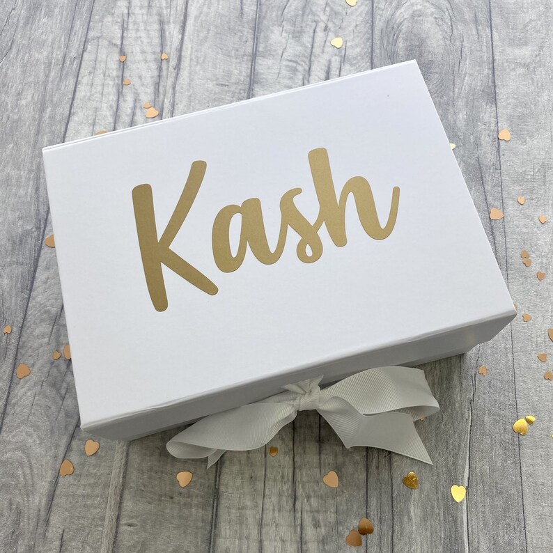 Personalised Name Small Gift Box White Box with Ribbon Tie Etsy