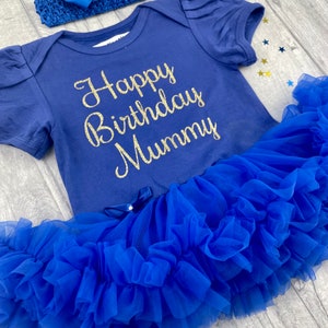 Happy Birthday Mummy Baby Girl's Tutu romper with Bow Headband, Newborn Baby Outfit, Present for Mummy, Keepsake Gift image 9