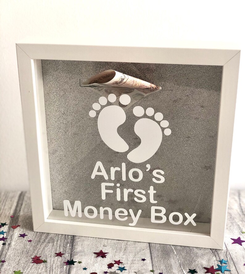 Personalised Baby's First Money Box Saving Box Frame Etsy