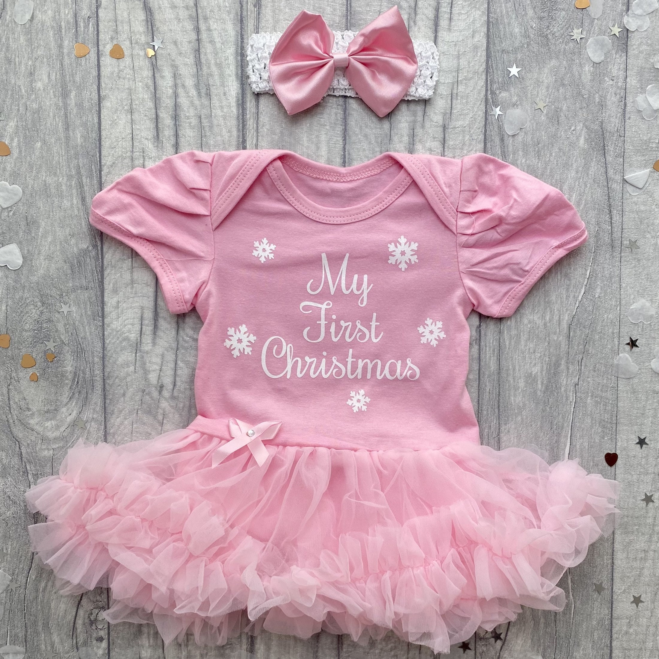 Christmas Newborn Clothes Infant Baby Girls My 1st Christmas Romper Dot Tutu Skirt Bow Sequins 3Pcs Outfits Set