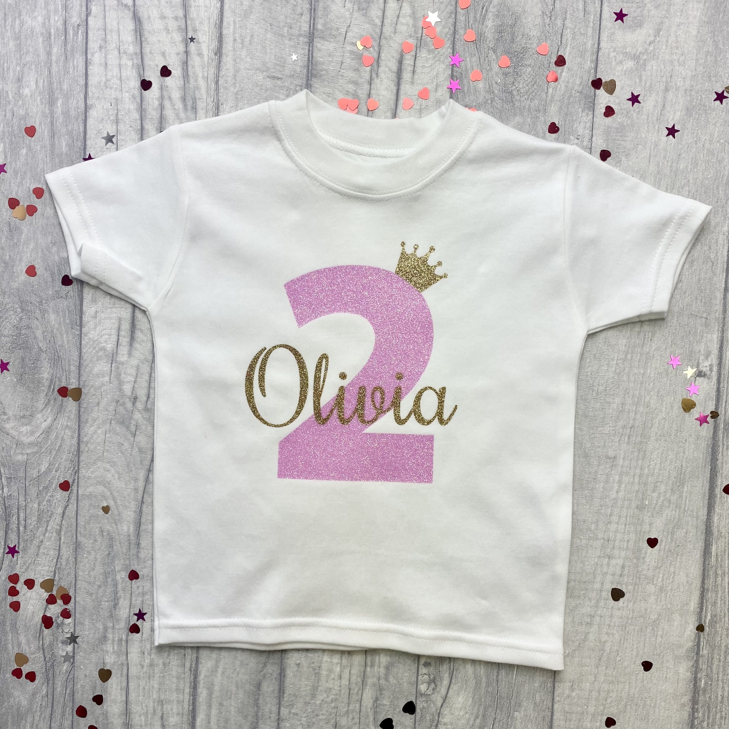 Children Birthday Tshirt with Flower Number Monogram - Embroidery