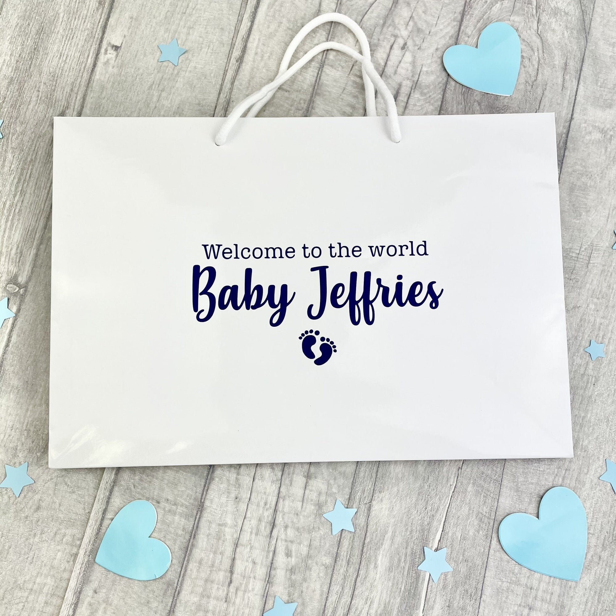 Newborn Personalised Gift Bag Luxury White Gift Bag Etsy UK