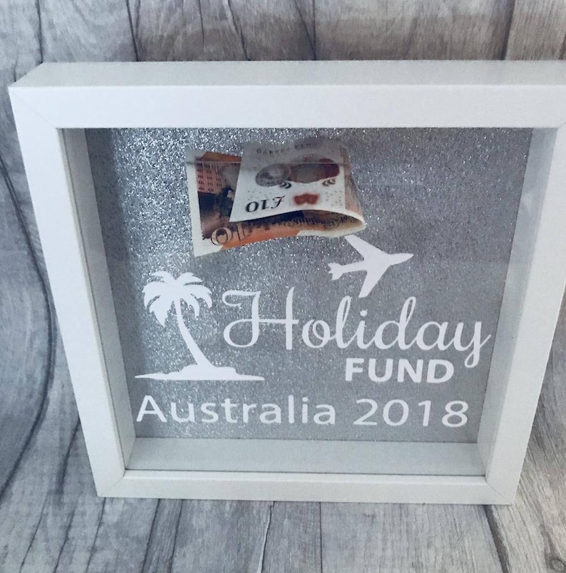 Personalised Holiday Fund Money Box Frame Custom Saving Etsy