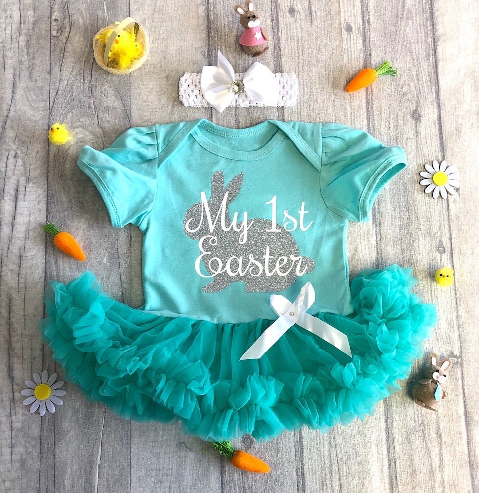 My 1st Easter Baby Girl's Outfit Silver Glitter Easter Etsy UK