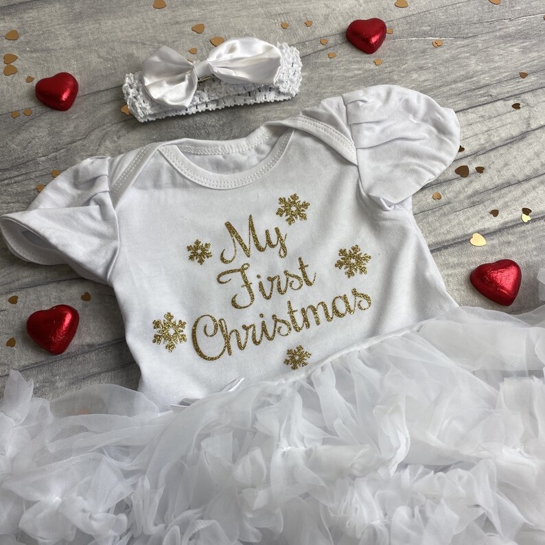 Baby Girl's My First Christmas tutu romper with Bow Etsy
