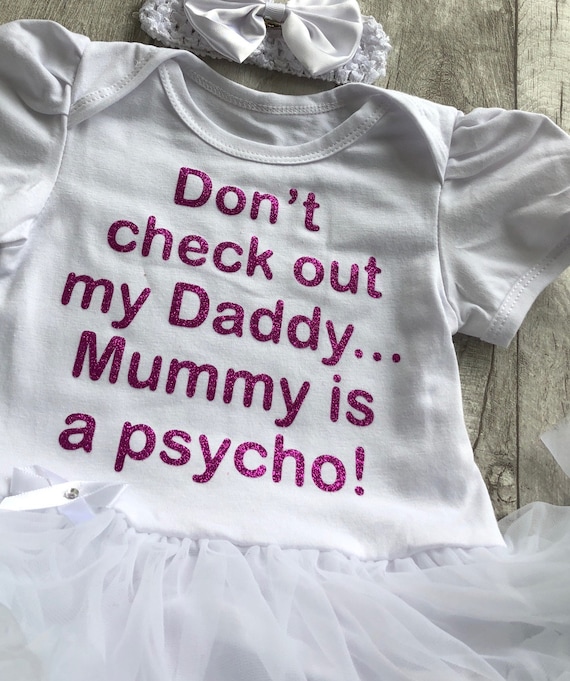 Dark Pink Glitter Dont check out Daddy Mummy Psycho DADDY MUMMY TUTU ROMPER