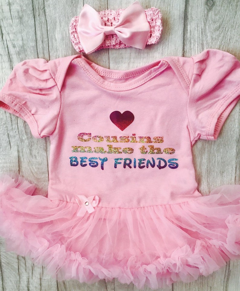 Present Shiney Princess Cousins make the Best Friends Pink tutu romper with bow headband Newborn Multi-coloured Love Baby Girl Heart