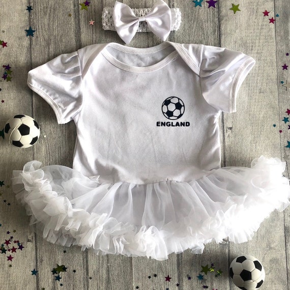 TOTTENHAM FOOTBALL TUTU ROMPER Navy Blue Cutest Fan Silver Football White Dress