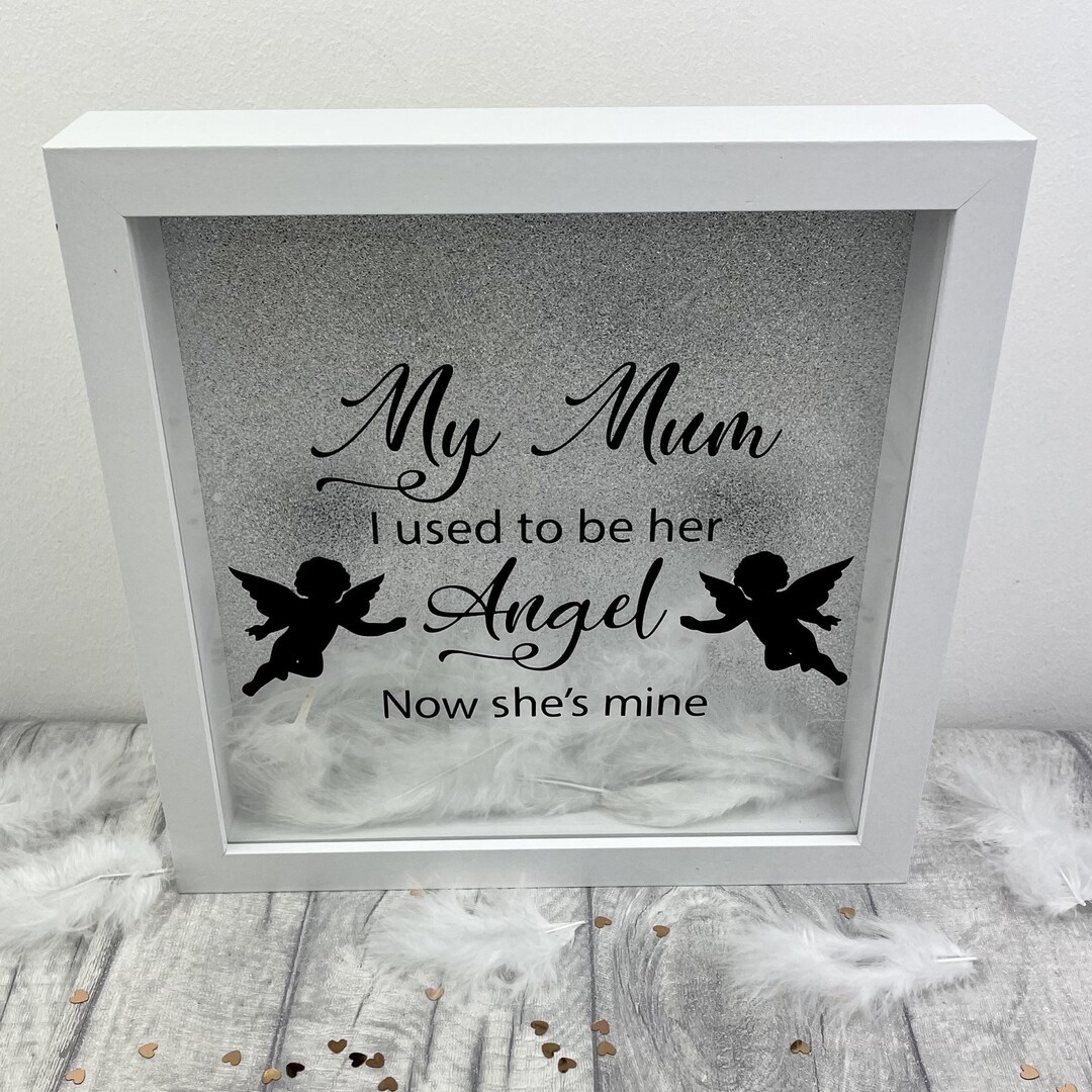 Bereavement Sympathy Gift Angel White Feather Filled Box Frame ...