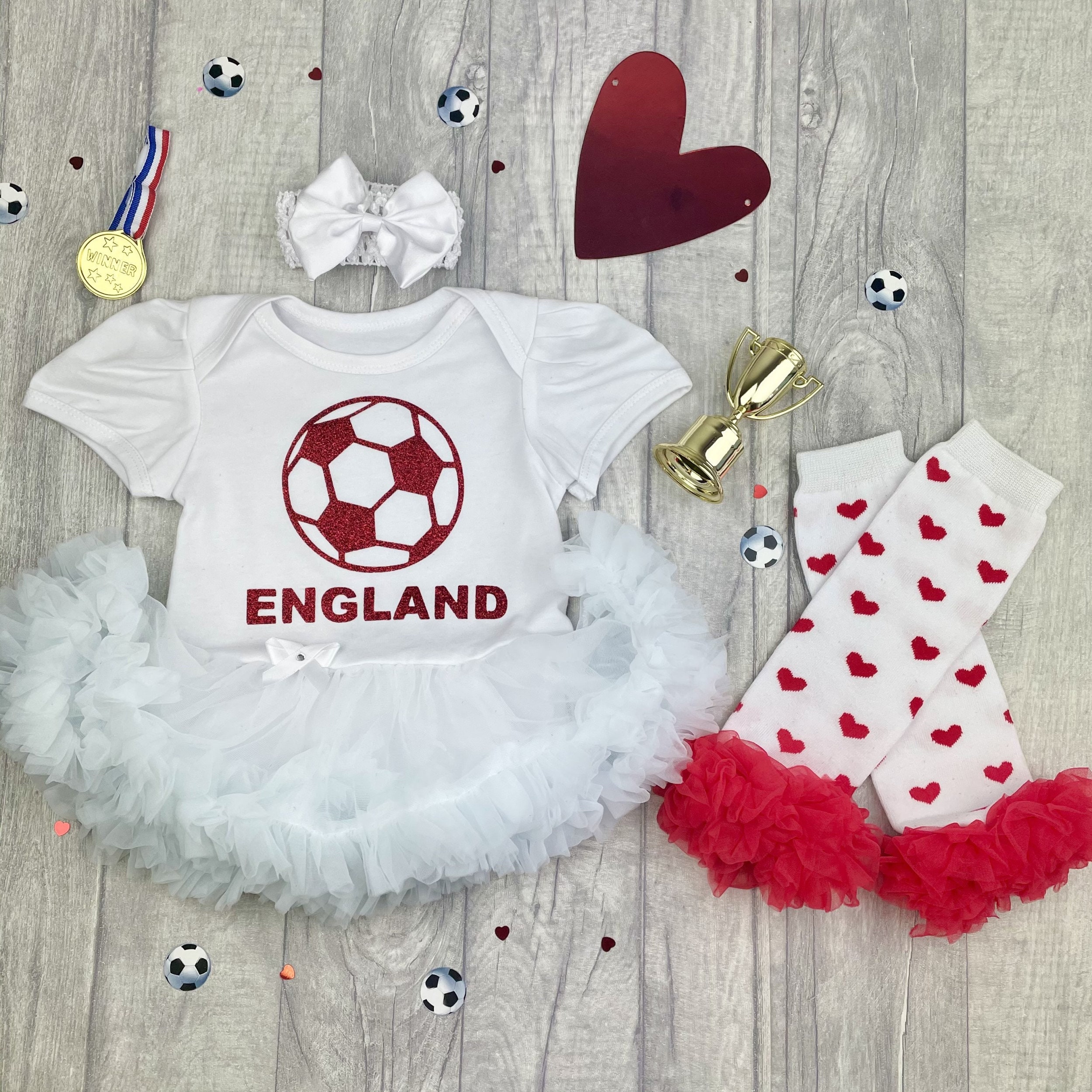 England Football Outfit Set Baby Girl's White Tutu Romper Etsy UK