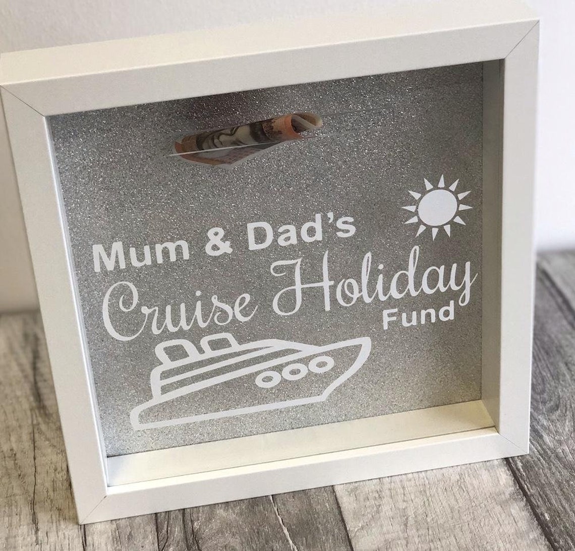 Personalised Cruise Holiday Fund Money Box Frame Saving Etsy