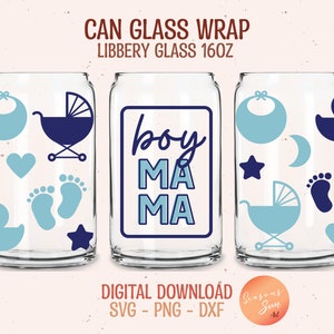 Lata de cerveja de vidro svg Boy Mama arquivos svg para Cricut Boy Mom Libbey glass svg 16oz Mom life Libbey glass wrap Mom glass can svg digital files
