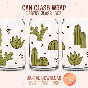 Beer can glass svg Cactus svg files for Cricut Succulent Libbey glass svg 16oz Cactus Libbey glass wrap Succulent glass can svg digital file