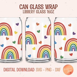 Beer can glass svg Pride svg files for Cricut LGBTQ Libbey glass svg 16oz Rainbow Libbey glass wrap Pride glass can svg LGBTQ digital files