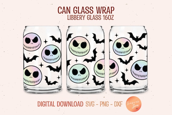 Jack Skellington Libbey Glass Wrap SVG: Halloween Bat Design (Digital Files)