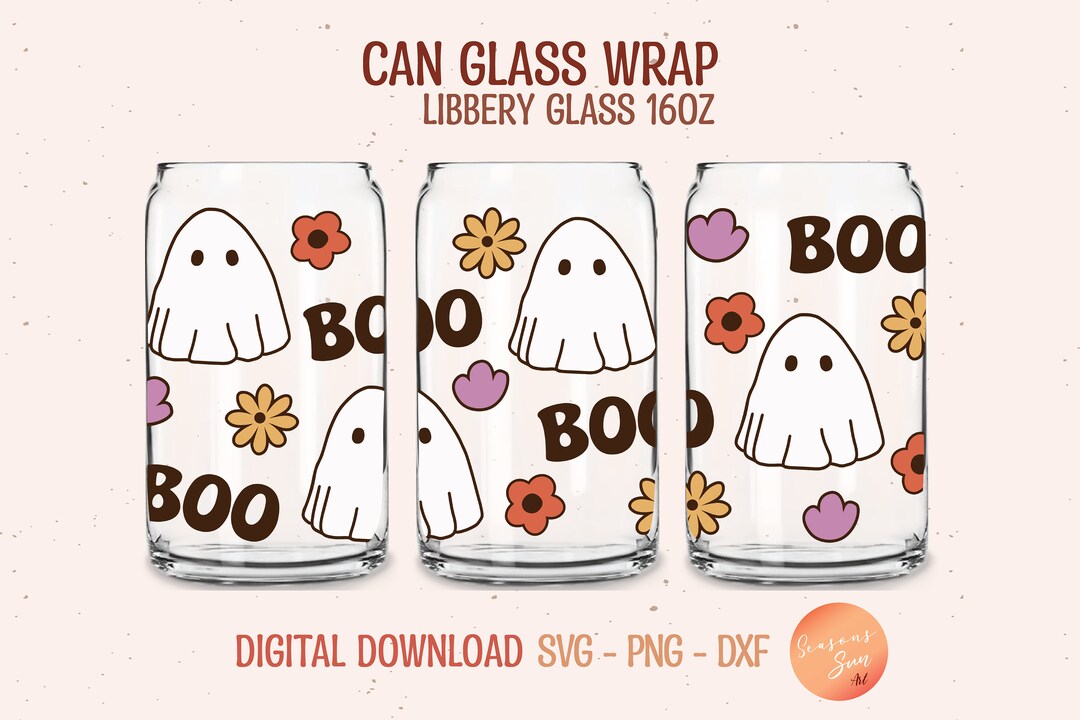 Halloween Libbey Glass Svg Cute Ghost Beer Can Glass Svg 16oz Boo ...