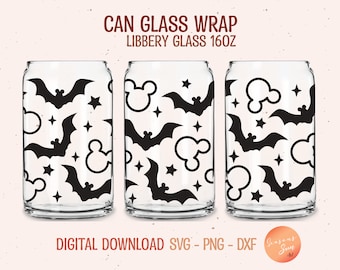 Halloween Libbey Glass Wrap SVG, Spooky Bats Design (Digital Files)