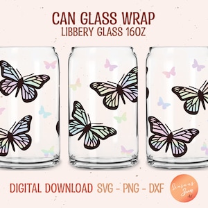 Bierdose Glas svg Schmetterling svg-Dateien für Cricut Butterfly Libbey glas svg 16oz Schmetterling Libbey glas wrap Schmetterling digitale Dateien