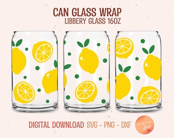 Lemon Libbey Glass Wrap SVG, 16oz Can Glass File (Digital Download)