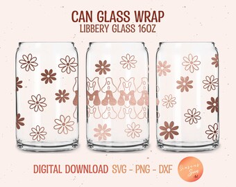 Mama Flower Libbey Glass Can Wrap SVG: 16oz Mom Beer Glass (Digital Files)