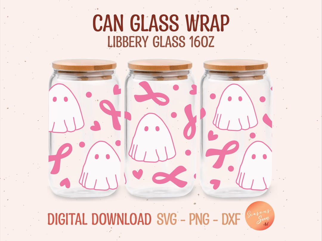 Ghost Breast Cancer Libbey Glass Svg Breast Cancer Beer Can Svg ...