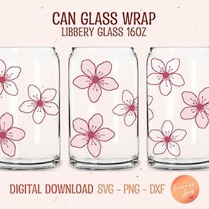 Bier kan glas svg Cherry Blossom bestanden voor Cricut Sakura Libbey glas svg 16oz Cherry Blossom Libbey glas wrap Sakura svg digitale bestanden