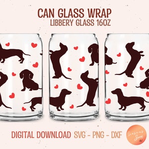 Libbey Glas svg 16 Unzen Dackel svg Datei für Cricut Wurst Hund Bier kann Glas svg Hund Mom Libbey Glas Wrap Hund Glas kann svg digitale Dateien
