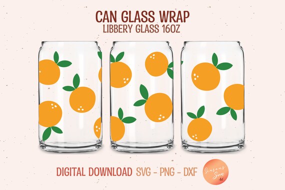 Orange Libbey Glass Can Wrap SVG: Summer Fruit 16oz (Digital Files)