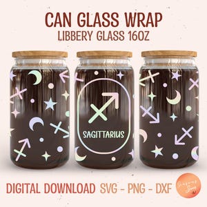 Sagittarius Zodiac Libbey Glass svg, Sagittarius Beer Glass Can svg, Zodiac 16oz Libbey glass dxf, png, svg file for Circut, digital files