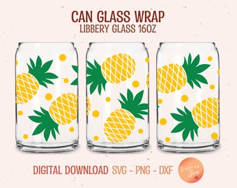 Pineapple Libbey Glass Can Wrap SVG: Summer Fruit (Digital File)