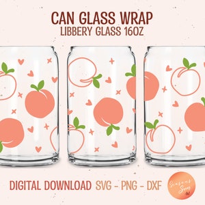 Peach Libbey Glass Can SVG: Summer Fruit Wrap (Digital Download)
