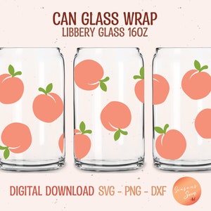 Peach Libbey Glass Can SVG: Summer Fruit Wrap (Digital Files)
