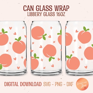 Peach Libbey Glass Can Wrap SVG: Summer Fruit Design (Digital Download)