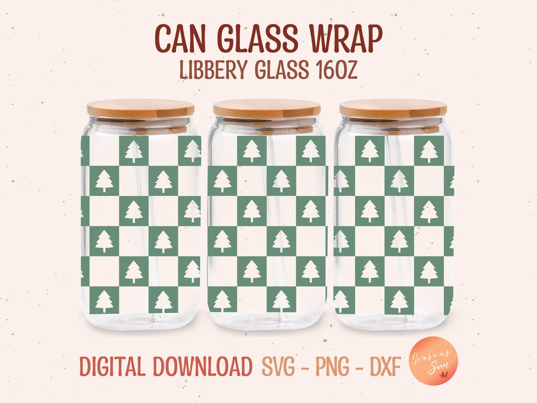 Retro Christmas Libbey Glass Svg Checkered Beer Can Glass Svg X'mas ...