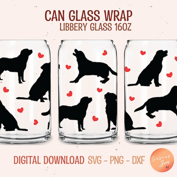 Libbey glass svg 16oz Labrador svg file for Cricut Labrador Dog Beer can glass svg Dog Mom Libbey glass wrap Dog glass can svg digital files