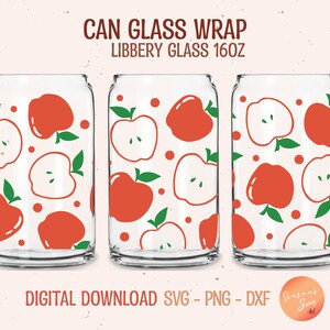 Libbey glass svg 16oz Apple svg file para Cricut Apples Beer can glass svg Fruit Libbey glass wrap Apple Fruit glass can svg digital files