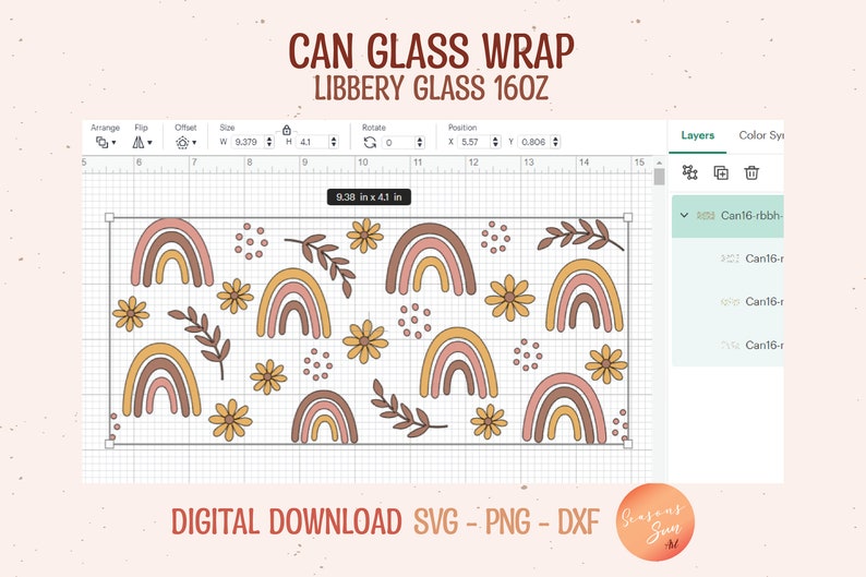 Beer Can Glass Svg Rainbow Boho Svg Files for Cricut Rainbow Flower ...