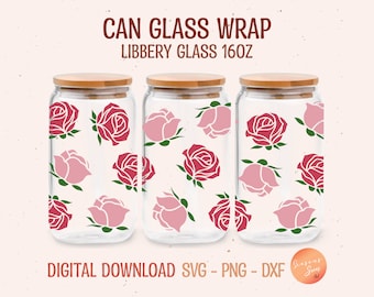 Rose Libbey Glass Wrap SVG: Valentine's Day Beer Can Glass (Digital Files)