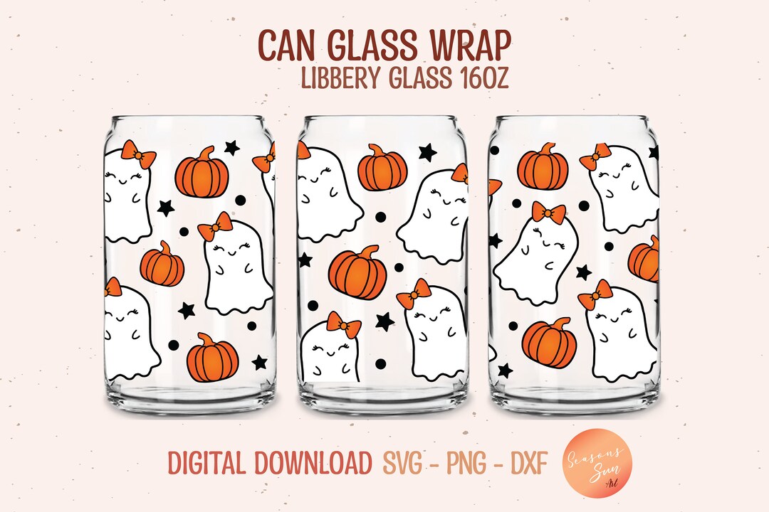 Halloween Libbey Glass Svg Cute Ghost Beer Can Glass Svg 16oz Boo ...