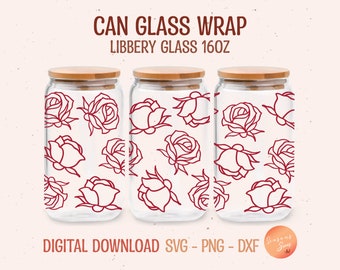 Rose Libbey Glass SVG: Valentine's Day Beer Can Wrap (Digital Download)